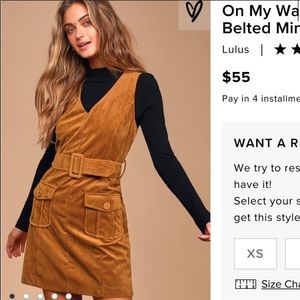 NWT Lulus M Brown Corduroy Dress